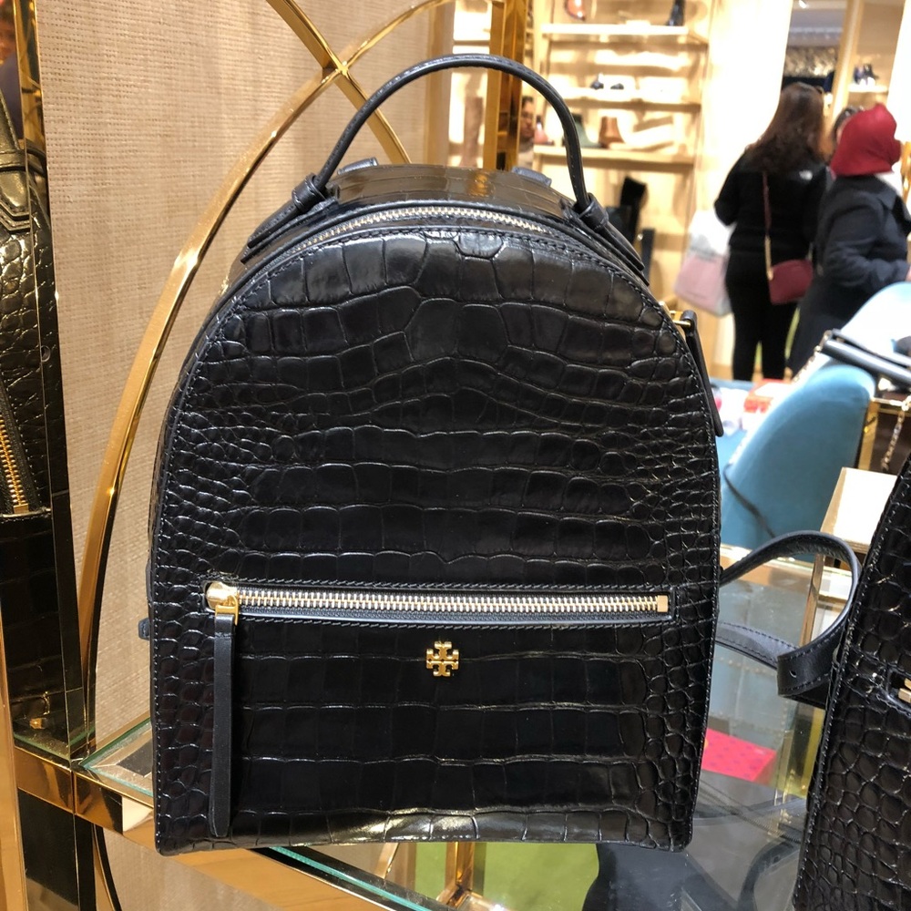 Tory Burch Croc Embossed Backpack